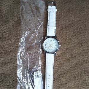 Watch with leather band